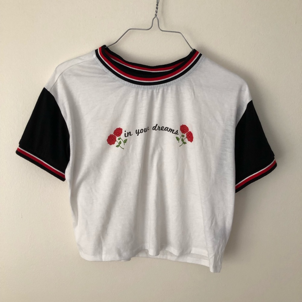 In your dreams ringer cropped t shirt